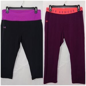 Under Armour Heat Gear Womens Cropped Leggings Bundle Of 2 Size L